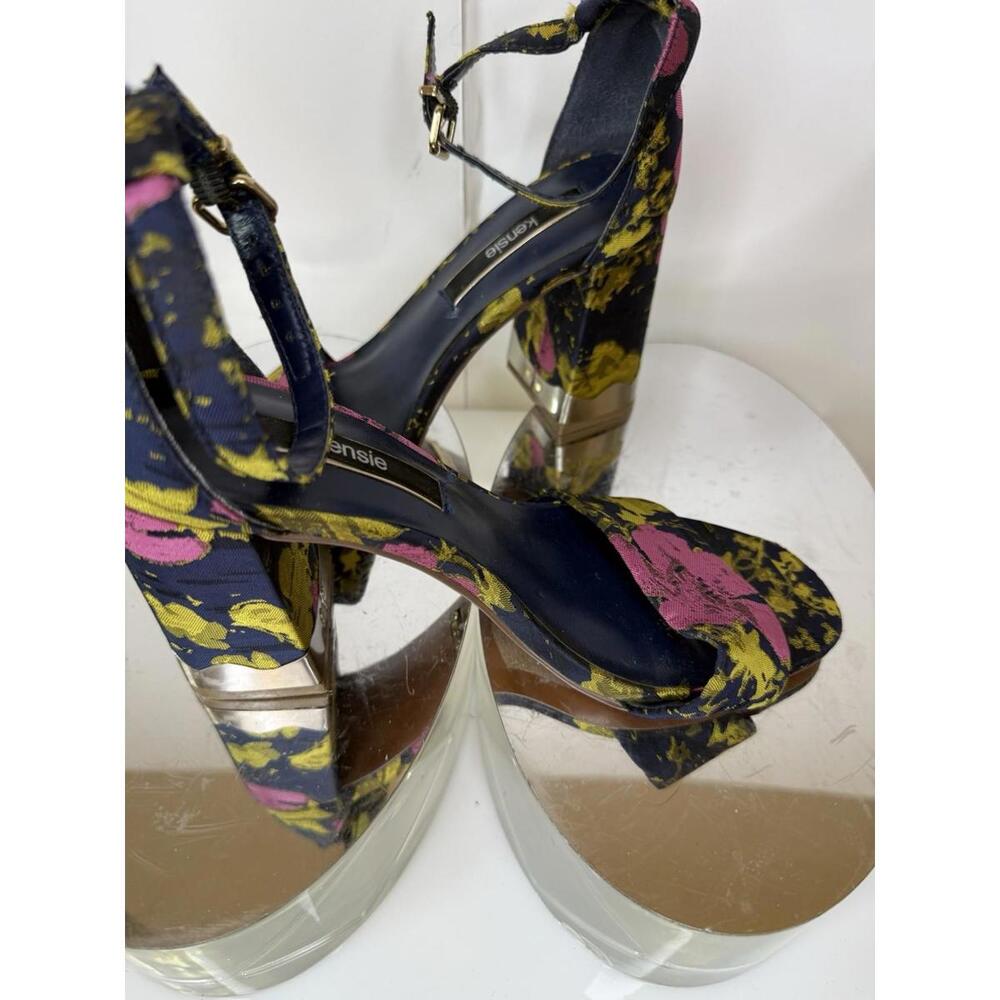 Kensie Dressy Floral‎ Heels 👠 Women’s Sz 5 Sandals Ankle Strap Block Heel Shoes